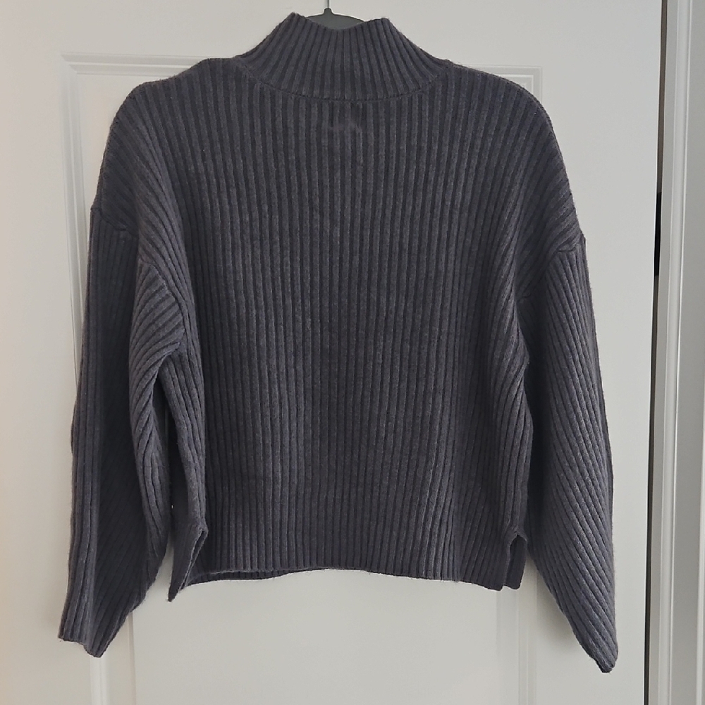 River Island Charcoal Ribbed Mock-Neck Sweater - Picture 5 of 6